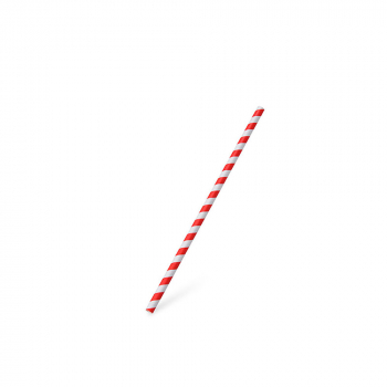 Papiertrinkhalm Spirale rot `JUMBO` Ø8mm x 25cm (100 Stk.)